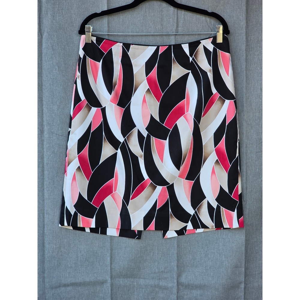 White House Black Market Abstract Print Pencil Skirt Pink Black White Size 12
